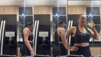 Alessandra Marques mostrando seus dotes na cozinha