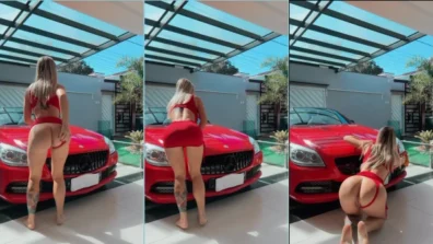 Debora Peixoto sem calcinha lavando o carro