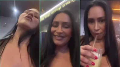 Gostosa Alessandra Marques filmando os seios grande