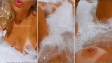 Lais exibidinha em vídeo tomando champahne na banheira