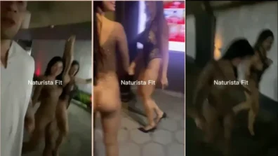 Naturista Fit desfilando com gostosa amiga de maiô