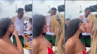 Emily Ferrer excitada beijando a amiguinha