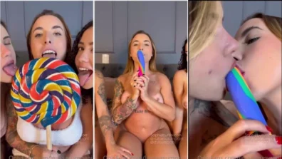 Larissa Sumpani e amigas com consolo gigante