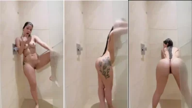 Pelada a gostosa Gabriela Uribe nua no banho se masturbando