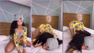 Dayana Ortega na cama provocando com a bunda rebolando