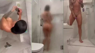 Juliana Fiori toda peladinha indo tomar banho