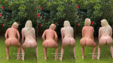 Julia Calsing pelada no quintal com a amiga