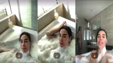 Melisa Gutierrez e a amiga peladas no banheiro