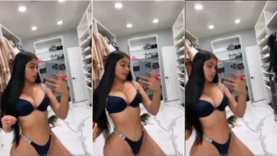 Jailyne Ojeda peituda de calcinha e sutiã se filmando