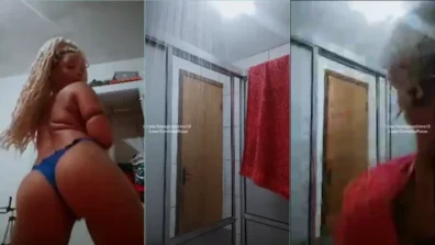Pretinha safada tomando banho só de calcinha