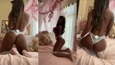 Putinha Aline Amorim só de calcinha deitada na cama