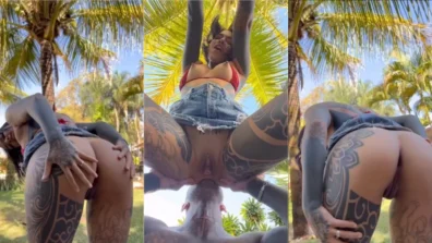 Casal Future em video de sexo oral anal no jardim