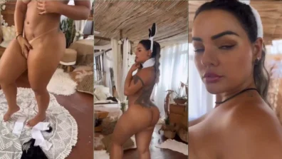 Dj Chrystal pelada usando orelhas de coelhinha