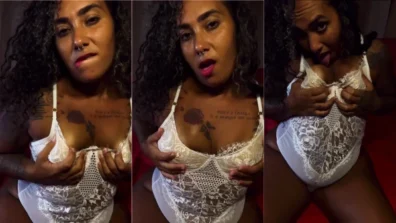 Helena Lua Tentação bem famosa de lingerie branca se tocando
