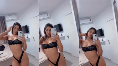 Isa Muniiz sexy e safada de lingerie preta se filmando