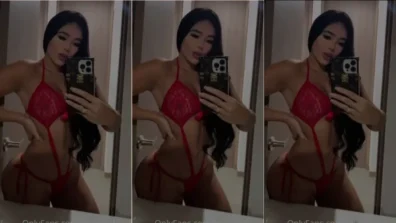 Video da toda gostosa Ana Gandica usando uma lingerie vermelha