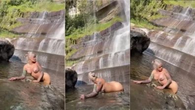 Cintia Cossio flagrada nua no parque