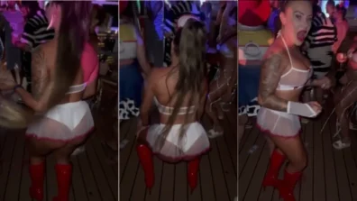 Dessinha Wife vestida de enfermeira em uma festinha