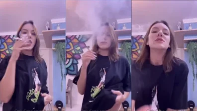 Gostosinha Becca Pires só de calcinha fumando um baseado