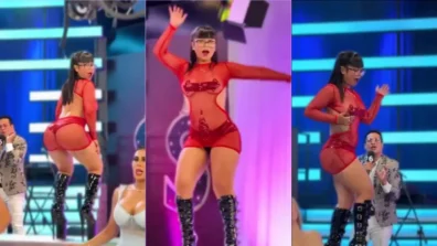 Safada se exibindo em cima do palco