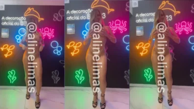 Aline Limas sensualizando com os seios de fora